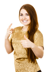 Portrait of beautiful young woman with brown hair