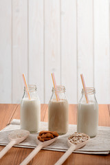 Three different vegan milks