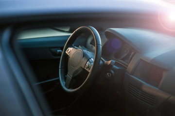 wheel of a modern car, interior.