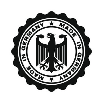 Stamp with text made in Germany. Logo german quality. Eagle in centre stamp. Icon premium quality. Label made in Germany. Vector illustration