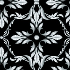 Seamless baroque pattern with abstract silver leaves