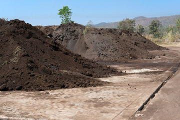 organic compost heap. fertilizer production for soil cultivation