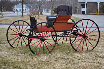 Fototapeta na wymiar Antique Carriage on Display Outdoors