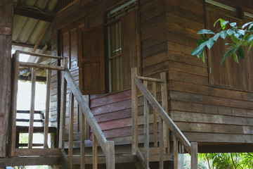 wooden cottage hut home house in Thailand