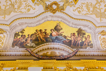 Obraz premium Fresco in The Catherine Palace, Baroque summer home of the Russian czars - Saint Petersburg, Russia
