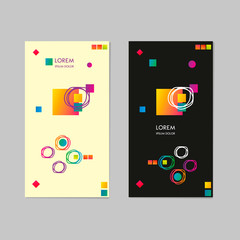 Memphis style vertical banner. Minimal design with abstract geometric shapes.