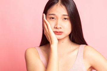 Fototapeta premium Young Asian woman got toothache.