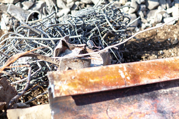 瓦礫　廃棄物　トラック　ショベルカー　作業　事業者　工事現場