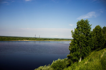 landscape with river and blue sky