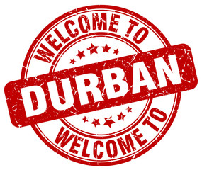 welcome to Durban red round vintage stamp - obrazy, fototapety, plakaty