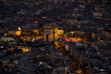 view from Eiffel tower Triomphe arch