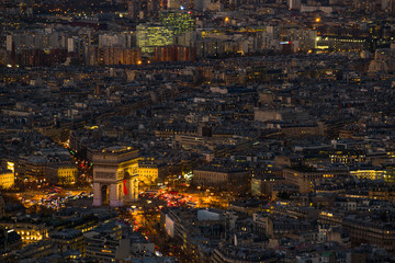 view from Eiffel tower Triomphe arch