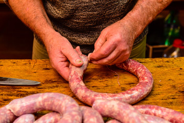 Homemade sausages, traditional cuisine, Argentina