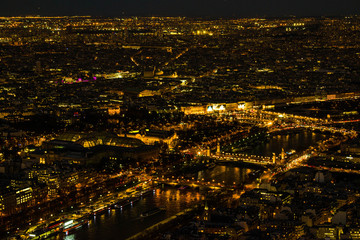 city at night view from Eiffel tower 