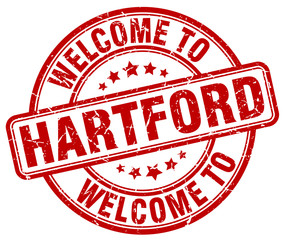 welcome to Hartford red round vintage stamp