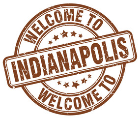 welcome to Indianapolis brown round vintage stamp