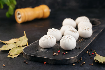 Raw Khinkali - traditional  caucasian food.