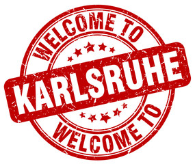 welcome to Karlsruhe red round vintage stamp