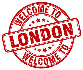 welcome to London red round vintage stamp
