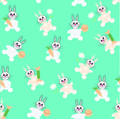 Fototapeta premium Seamless pattern of toy bunnies for baby printing, fabric