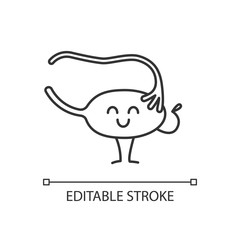 Smiling ovary and fallopian tube linear icon