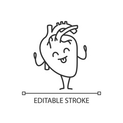 Happy human heart emoji linear icon