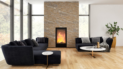 large luxury modern bright interiors room illustration 3D rendering