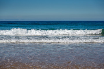 Waves at Surfers Hot spot paradise Conil de la Frontera in Andalusia Spain Atlantic ocean