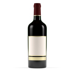 Bouteille de vin de bordeaux sur fond blanc