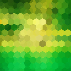 Fototapeta na wymiar Geometric pattern, vector background with hexagons in green, yellow tones. Illustration pattern