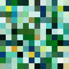 Vintage seamless abstract background with green, white squares, vector illustration