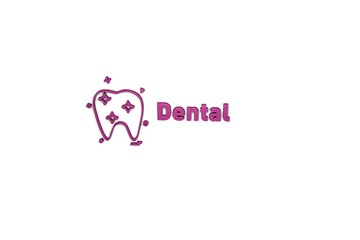 Text Dental with violet 3D illustration and white background