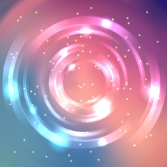 Abstract colorful background, Shining circle tunnel. Elegant modern geometric wallpaper. Pink, blue colors. Vector illustration