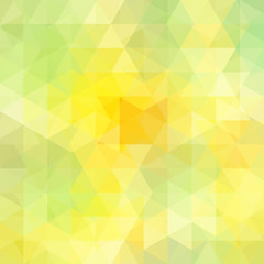 Fototapeta na wymiar Geometric pattern, triangles vector background in yellow, green  tones. Illustration pattern
