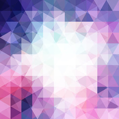 Geometric pattern, triangles vector background in pink, blue, white  tones. Illustration pattern