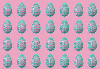 Easter Minimal creative egg pattern. Pink and turquoise colors. Easter background.