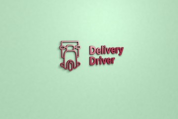 Text Delivery Driver with red 3D illustration and green background