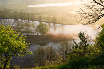 Siverskiy Donets river in morning haze