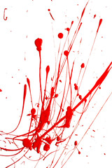 Red Paint Splatters on White Background