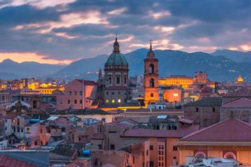 Fototapeta premium Palermo at sunset, Sicily, Italy