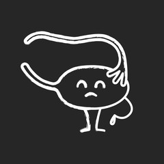 Sad ovary and fallopian tube character chalk icon