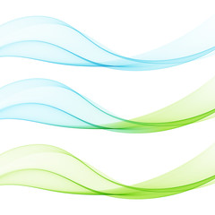 Waved design element Abstract color wave Blue and green