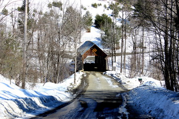 Flint Covered Bridge built in 1845 in Tunbridge, Vermont, USA 