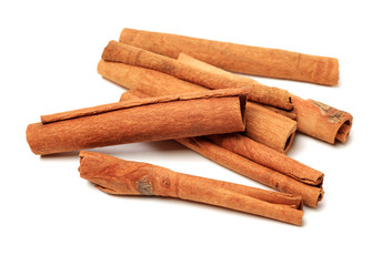 Cinnamon on white background