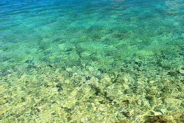 Naklejka na ściany i meble Sea surface. Clear and fresh water background. Adriatic sea, Croatia.