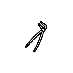 forcept, extracting, tool, dental, tooth icon in black outline style, vector