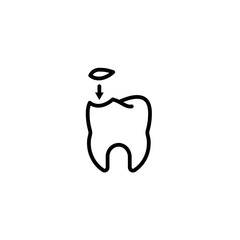 prosthetic, dentistry, care, decaying, dental, stopping icon in black outline style, vector