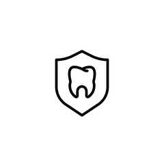 shield, protection, dental, oral icon in black outline style, vector