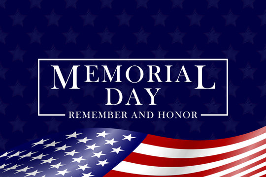 Memorial Day background with USA flag and lettering. Template for Memorial Day design. Vector EPS 10.