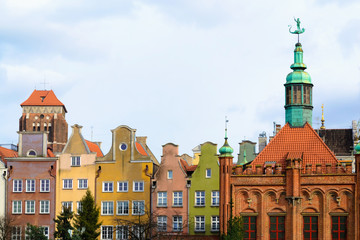 Fototapeta premium Colorful buildings in old part of Europe, Gdansk